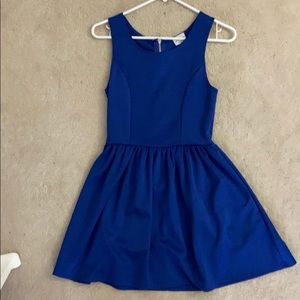 Bold blue fit and flare dress